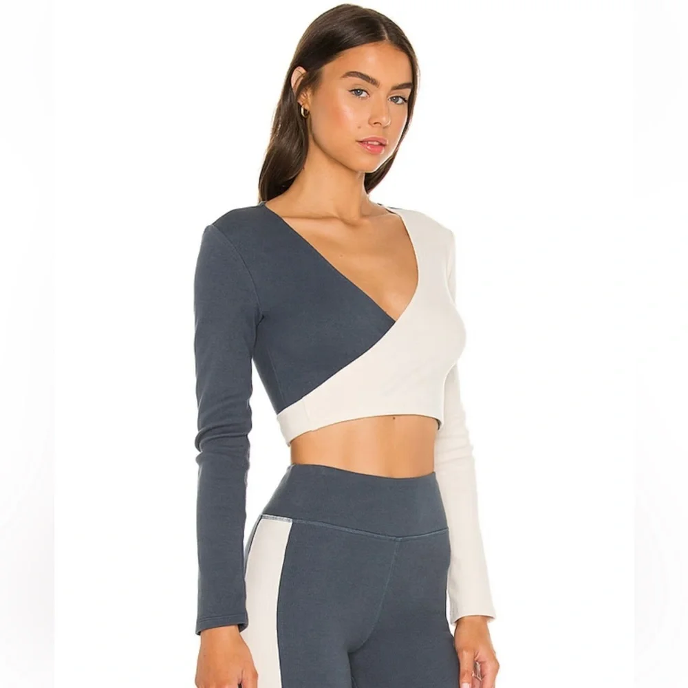 Anthropologie the Luna Kyra wrap top denim color - Picture 1 of 17